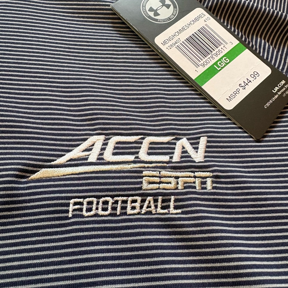 Underarmour ACCN/ESPN Men's Striped 1/4 zip- Navy Large NWT